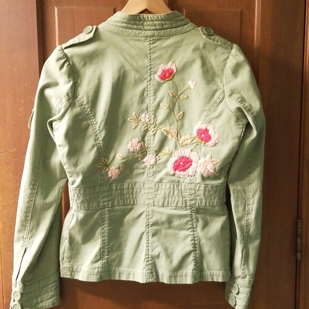 Stitched Army Green Military Style Jacket